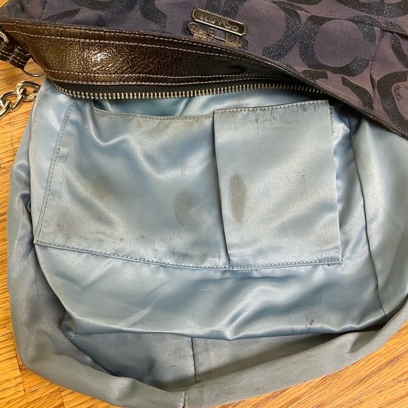 Coach Navy C Logo Shoulder Bag in shimmer canvas - Picture 11 of 16